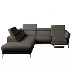 Loftscape Canapé d’angle Lebel - Cuir véritable - Gris foncé - Méridienne longue à gauche (vue de face) - Fonction relaxation -Canapés Soldes Magasin 1000185429 190917 17072901189 DETAILS P000000001000185429