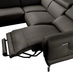 Loftscape Canapé d’angle Lebel - Cuir véritable - Gris foncé - Méridienne longue à gauche (vue de face) - Fonction relaxation -Canapés Soldes Magasin 1000185429 190917 17072901190 DETAILS P000000001000185429