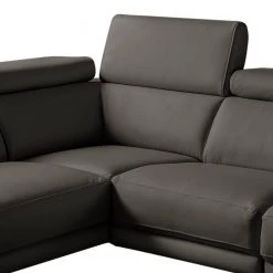 Loftscape Canapé d’angle Lebel - Cuir véritable - Gris foncé - Méridienne longue à gauche (vue de face) - Fonction relaxation -Canapés Soldes Magasin 1000185429 190917 17072901192 DETAILS P000000001000185429