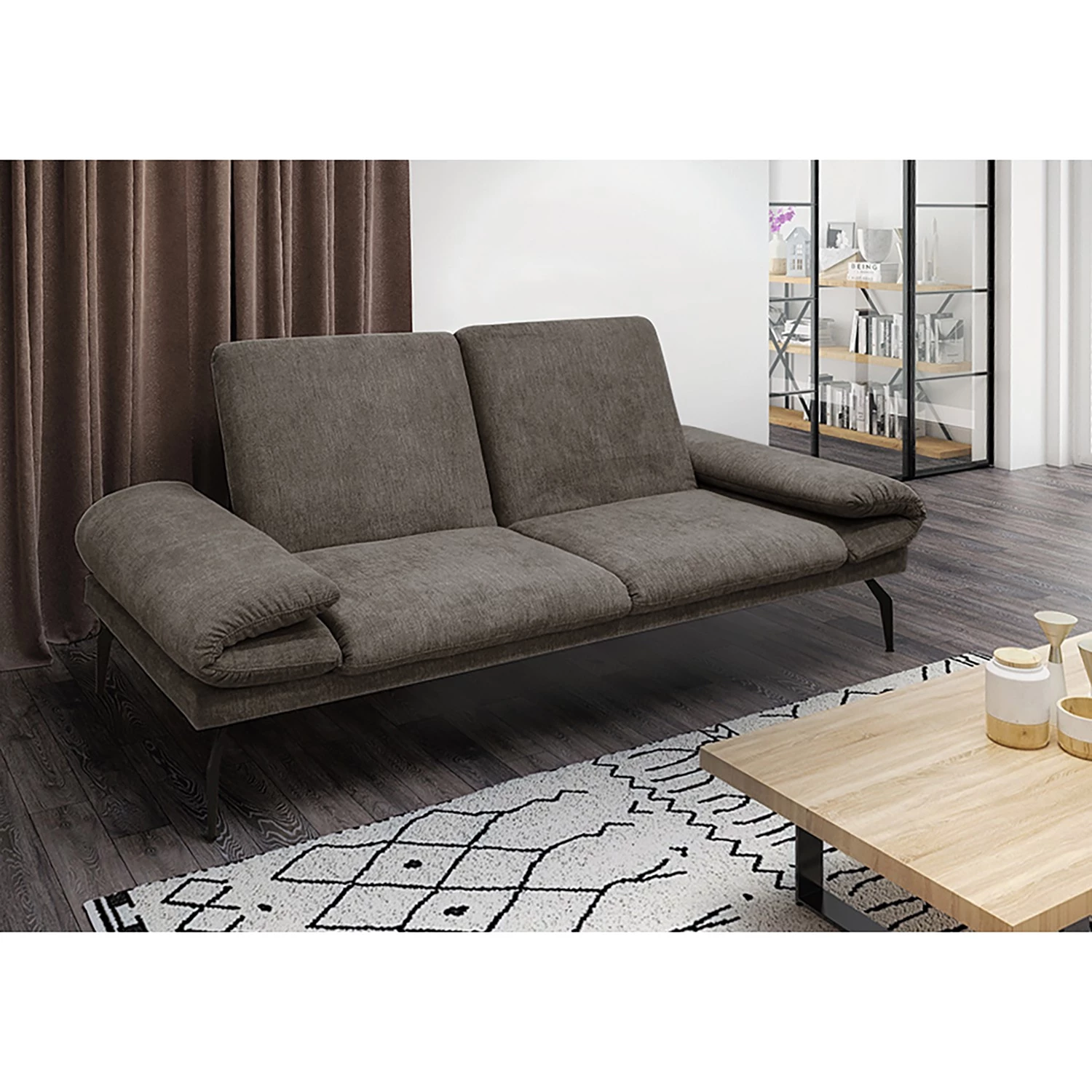 Loftscape Canapé convertible Morell I (2 places) - Tissu - Gris foncé 3 Loftscape Canapé convertible Morell I (2 places) - Tissu - Gris foncé – Image 3