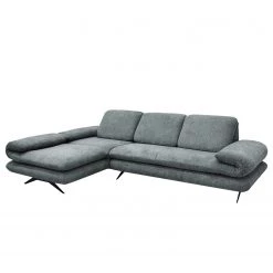 Loftscape Canapé d’angle Whaltey II - Tissu - Gris menthe - Méridienne courte à gauche (vue de face)