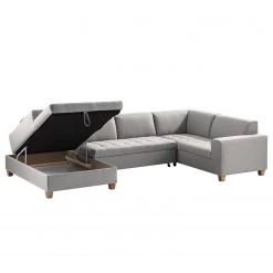 Ars Natura Canapé panoramique Roblin I - Tissu - Gris clair - Méridienne courte à gauche (vue de face) - Fonction couchage - Coffre de lit -Canapés Soldes Magasin 1000186847 210323 15271402240 DETAILS P000000001000186847