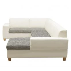 Ars Natura Canapé panoramique Roblin II - Tissu structuré / Imitation cuir - Gris / Blanc - Méridienne courte à droite (vue de face) - Fonction couchage - Coffre de lit -Canapés Soldes Magasin 1000186860 200723 19001800501 DETAILS P000000001000186860