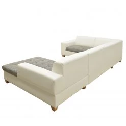 Ars Natura Canapé panoramique Roblin II - Tissu structuré / Imitation cuir - Gris / Blanc - Méridienne courte à droite (vue de face) - Fonction couchage - Coffre de lit -Canapés Soldes Magasin 1000186860 200723 19001900504 DETAILS P000000001000186860