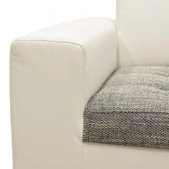 Ars Natura Canapé panoramique Roblin II - Tissu structuré / Imitation cuir - Gris / Blanc - Méridienne courte à droite (vue de face) - Fonction couchage - Coffre de lit -Canapés Soldes Magasin 1000186860 200723 19002000506 DETAILS P000000001000186860