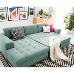 Ars Natura Canapé d’angle Roblin III - Tissu - Gris menthe - Méridienne courte à gauche (vue de face) - Fonction couchage -Canapés Soldes Magasin 1000186875 210323 15282002398 MOOD DETAILS P000000001000186875 mood