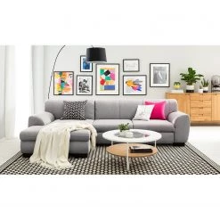 Loftscape Canapé d’angle Lefroy I - Tissu - Gris clair - Méridienne courte à gauche (vue de face) - Fonction couchage -Canapés Soldes Magasin 1000186899 200204 16352001266 MOOD DETAILS P000000001000186899 mood