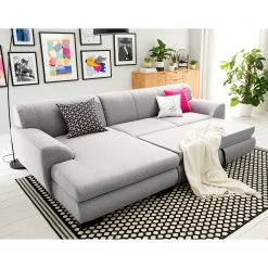 Loftscape Canapé d’angle Lefroy I - Tissu - Gris clair - Méridienne courte à gauche (vue de face) - Fonction couchage -Canapés Soldes Magasin 1000186899 200204 16352101273 DETAILS P000000001000186899