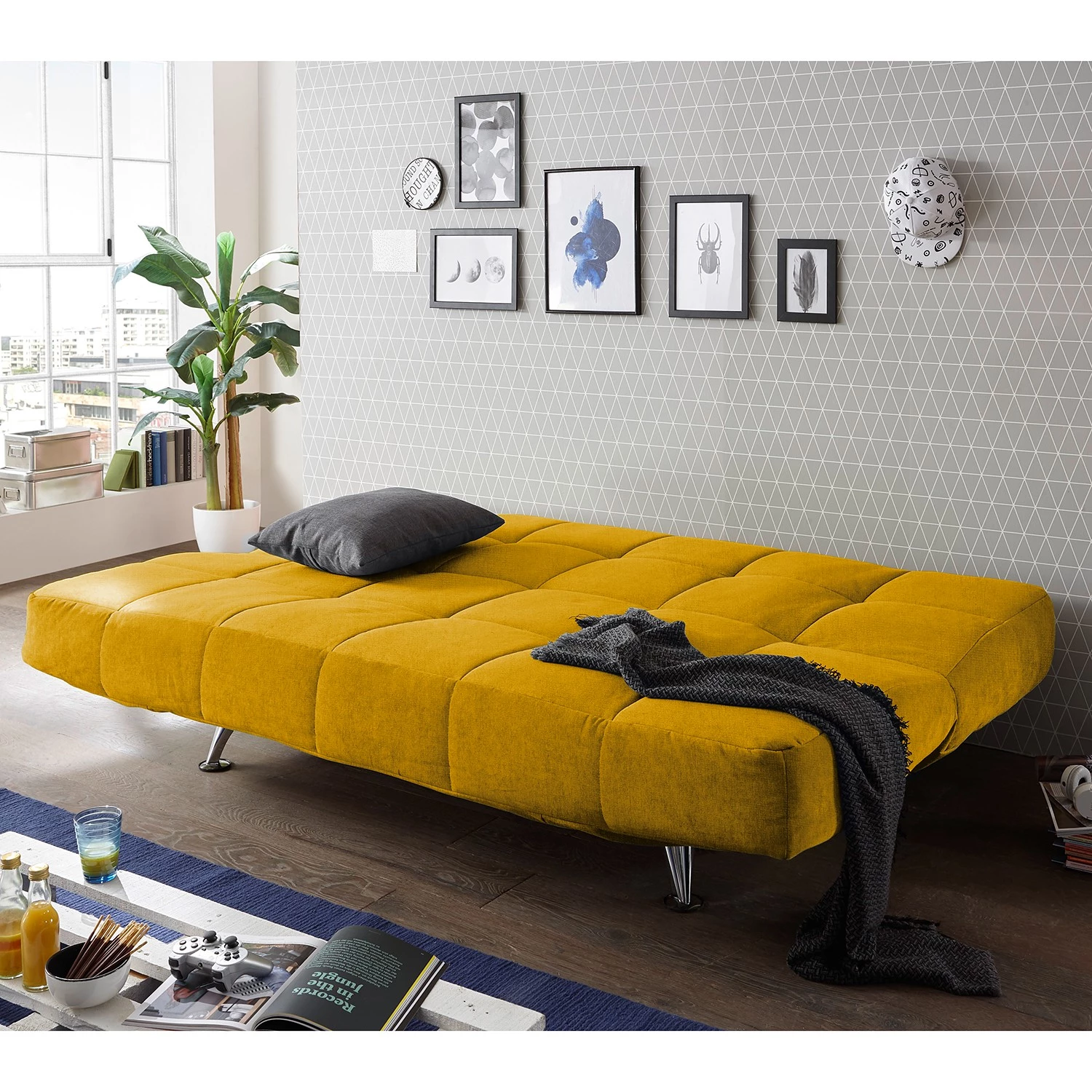 Fredriks Canapé convertible Bolans - Microfibre - Microfibre Ranu: Jaune moutarde 4 Fredriks Canapé convertible Bolans - Microfibre - Microfibre Ranu: Jaune moutarde – Image 4