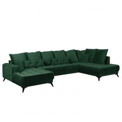 Jack & Alice Canapé panoramique Machado - Vert foncé - Méridienne courte à gauche / longue à droite (vue de face)