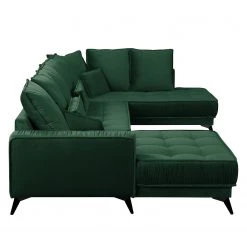 Jack & Alice Canapé panoramique Machado - Vert foncé - Méridienne courte à gauche / longue à droite (vue de face) -Canapés Soldes Magasin 1000189505 191011 18361500629 DETAILS P000000001000189505