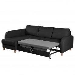 Loftscape Canapé d’angle Monserrat - Cuir véritable / Imitation cuir - Noir - Méridienne courte à gauche (vue de face) - Fonction couchage -Canapés Soldes Magasin 1000189567 191016 15024300078 DETAILS P000000001000189567