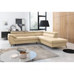 Loftscape Canapé d’angle Martinez - Cuir véritable / Imitation cuir - Beige chaud - Méridienne longue à droite (vue de face) - Fonction couchage - Coffre de lit -Canapés Soldes Magasin 1000189591 191016 15032500314 MOOD DETAILS P000000001000189591 mood