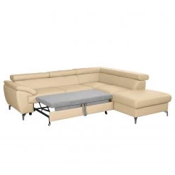 Loftscape Canapé d’angle Martinez - Cuir véritable / Imitation cuir - Beige chaud - Méridienne longue à droite (vue de face) - Fonction couchage - Coffre de lit -Canapés Soldes Magasin 1000189591 191016 15032500315 DETAILS P000000001000189591