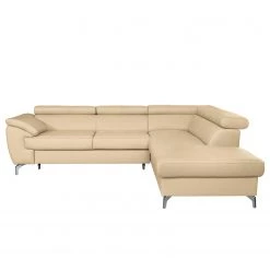 Loftscape Canapé d’angle Martinez - Cuir véritable / Imitation cuir - Beige chaud - Méridienne longue à droite (vue de face) - Fonction couchage - Coffre de lit -Canapés Soldes Magasin 1000189591 191016 15032600317 DETAILS P000000001000189591