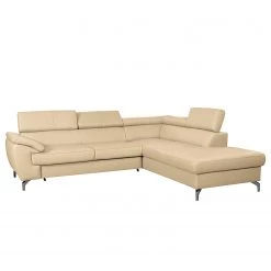 Loftscape Canapé d’angle Martinez - Cuir véritable / Imitation cuir - Beige chaud - Méridienne longue à droite (vue de face) - Fonction couchage - Coffre de lit -Canapés Soldes Magasin 1000189591 200414 13535800006 DETAILS P000000001000189591