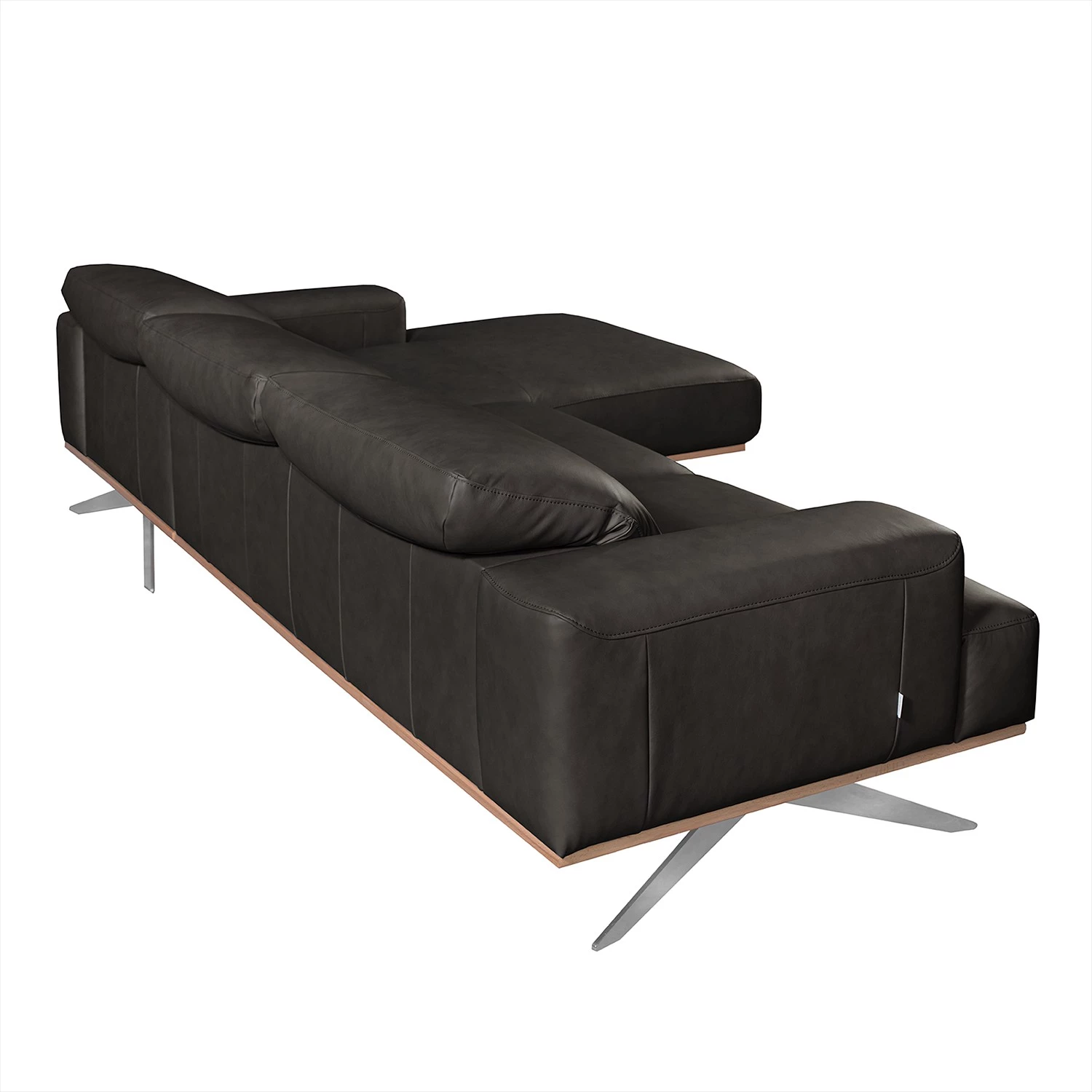 Loftscape Canapé d’angle Iglesia - Cuir véritable - Cuir Nadra: Noir - Méridienne courte à droite (vue de face) - Argenté - Hêtre 7 Loftscape Canapé d’angle Iglesia - Cuir véritable - Cuir Nadra: Noir - Méridienne courte à droite (vue de face) - Argenté - Hêtre – Image 7