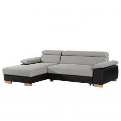 Loftscape Canapé d’angle Sully - Noir / Gris clair - Méridienne courte à gauche (vue de face)