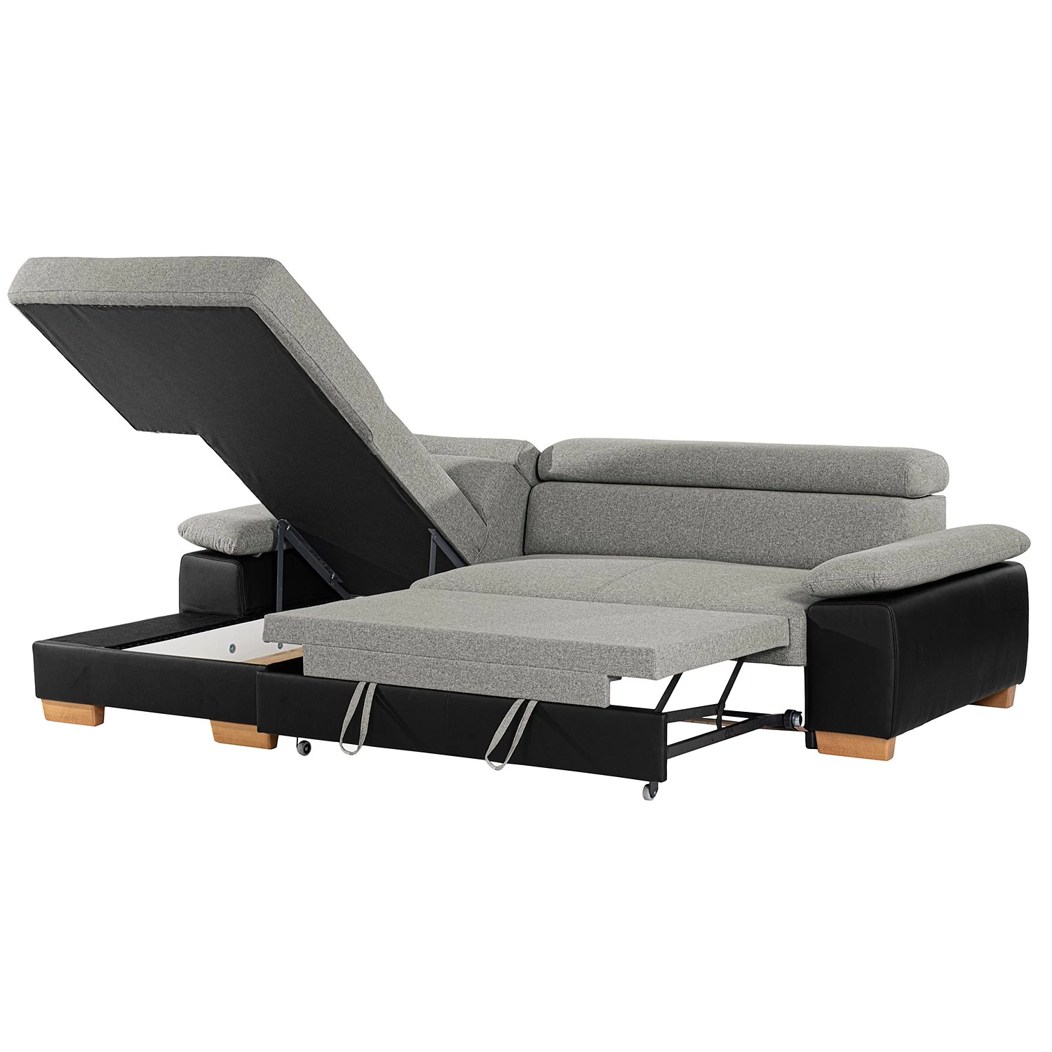 Loftscape Canapé d’angle Sully - Noir / Gris clair - Méridienne courte à gauche (vue de face) 2 Loftscape Canapé d’angle Sully - Noir / Gris clair - Méridienne courte à gauche (vue de face) – Image 2