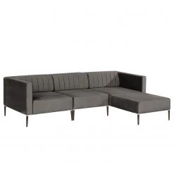 Norrwood Canapé d’angle Luparo I - Gris - Méridienne courte à droite (vue de face)