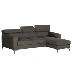 Loftscape Canapé d’angle Nonza I - Tissu - Gris foncé - Méridienne courte à droite (vue de face)