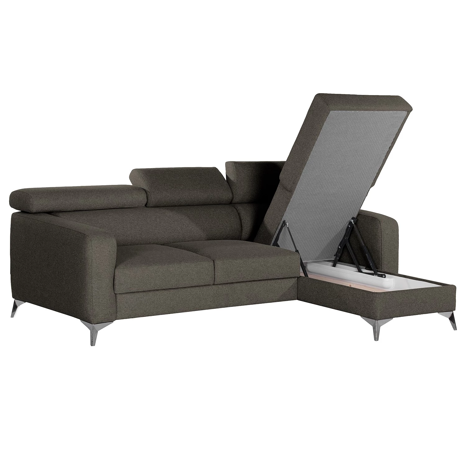 Loftscape Canapé d’angle Nonza I - Tissu - Gris foncé - Méridienne courte à droite (vue de face) 3 Loftscape Canapé d’angle Nonza I - Tissu - Gris foncé - Méridienne courte à droite (vue de face) – Image 3