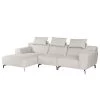 Loftscape Canapé d’angle Manot I - Tissu - Gris clair - Méridienne courte à gauche (vue de face) - Avec réglage de la profondeur d'assise