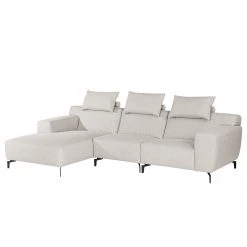 Loftscape Canapé d’angle Manot I - Tissu - Gris clair - Méridienne courte à gauche (vue de face) - Avec réglage de la profondeur d'assise