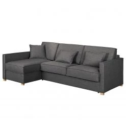 Fredriks Canapé d’angle Posio - Tissu - Gris foncé - Méridienne courte à gauche (vue de face)