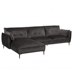 Jack & Alice Canapé d’angle Narpio - Velours - Gris - Méridienne courte à gauche (vue de face) -Canapés Soldes Magasin 1000194194 191216 16244000711 DETAILS P000000001000194194