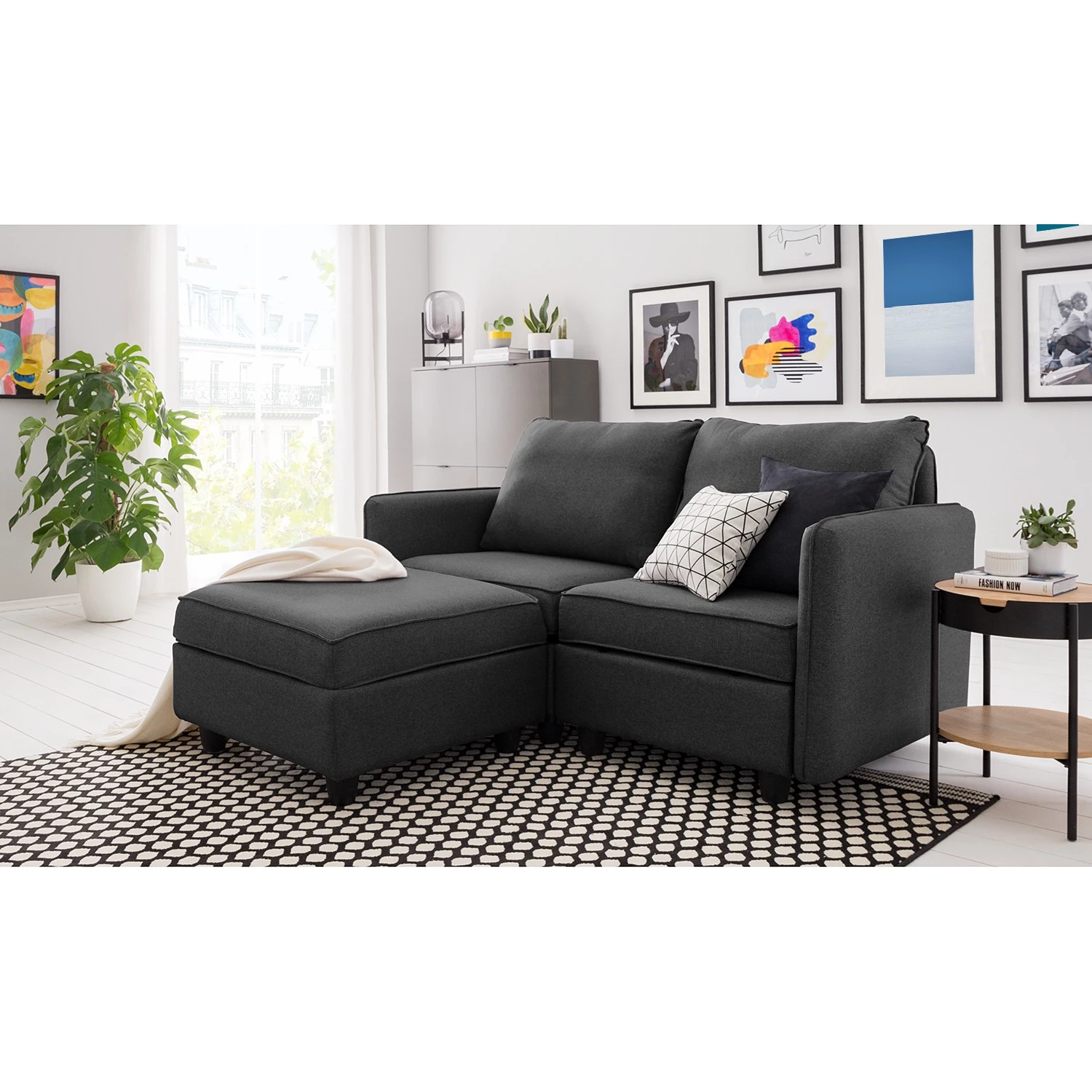 Fredriks Canapé d’angle Lavara IV - Tissu - Gris foncé 2 Fredriks Canapé d’angle Lavara IV - Tissu - Gris foncé – Image 2