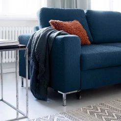 Fredriks Canapé d'angle Fiesta I - Tissu structuré - Bleu jean - Méridienne courte à droite (vue de face) - Avec fonction couchage -Canapés Soldes Magasin 1000198227 201210 09575500010 DETAILS P000000001000198227