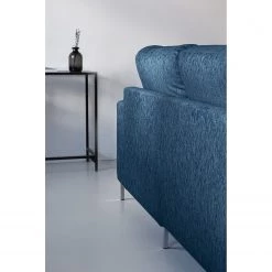 Fredriks Canapé d'angle Fiesta I - Tissu structuré - Bleu jean - Méridienne courte à droite (vue de face) - Avec fonction couchage -Canapés Soldes Magasin 1000198227 201210 09575900012 DETAILS P000000001000198227