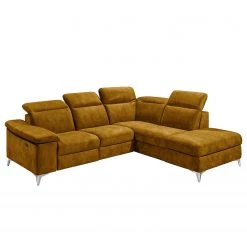 Fredriks Canapé d’angle Tolar - Microfibre Salvo: Ocre - Méridienne longue à droite (vue de face)