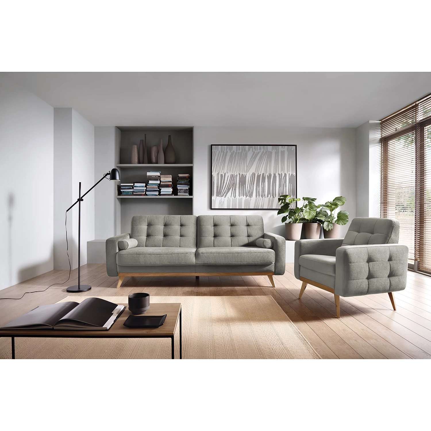 Mørteens Canapé convertible Oravi - Velours - Platine 3 Mørteens Canapé convertible Oravi - Velours - Platine – Image 3