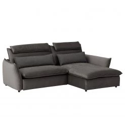 Fredriks Canapé d’angle Coolin - Velours - Marron foncé - Méridienne courte à droite (vue de face) - Sans fonction