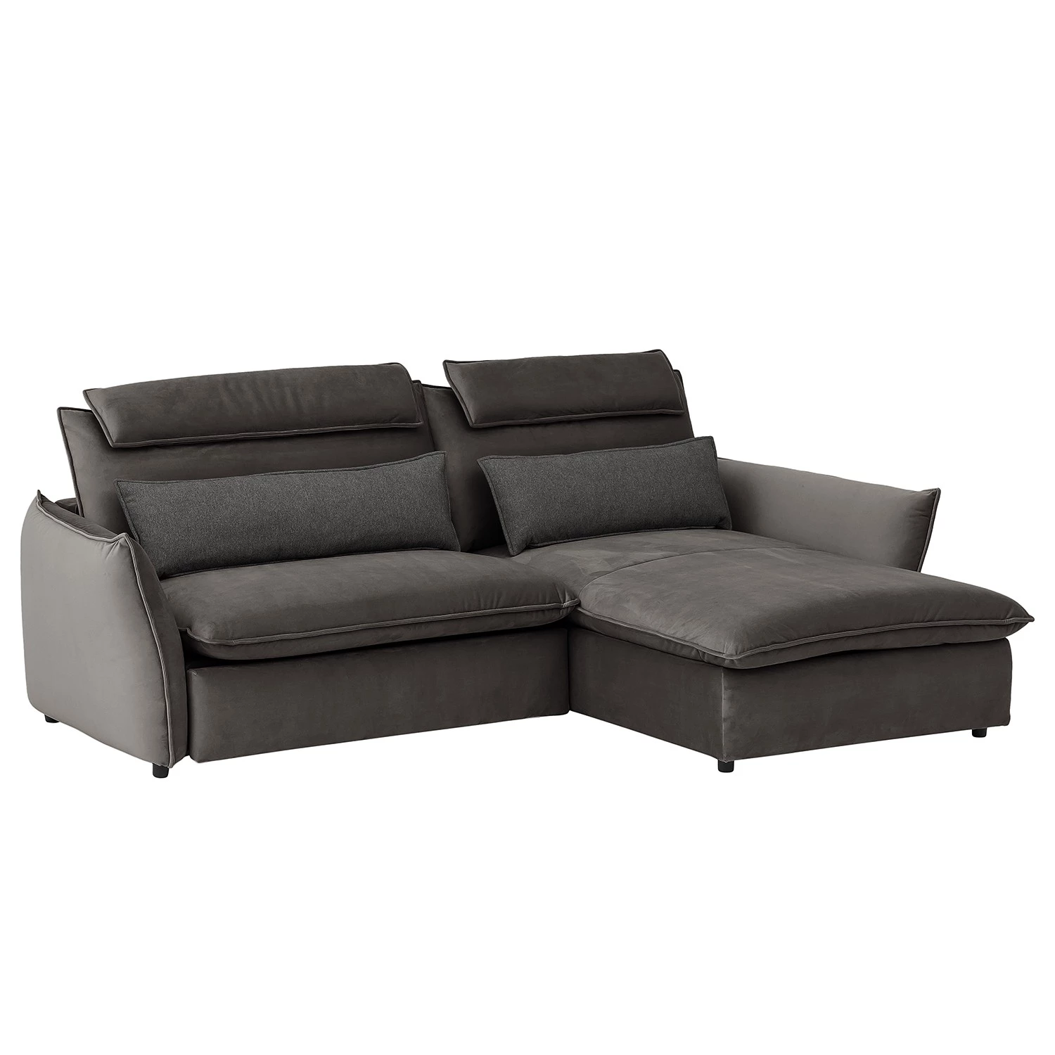 Fredriks Canapé d’angle Coolin - Velours - Marron foncé - Méridienne courte à droite (vue de face) - Sans fonction 1 Fredriks Canapé d’angle Coolin - Velours - Marron foncé - Méridienne courte à droite (vue de face) - Sans fonction