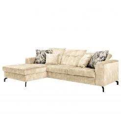 Fredriks Canapé d‘angle Atmore - Microfibre - Crème - Méridienne courte à gauche (vue de face)