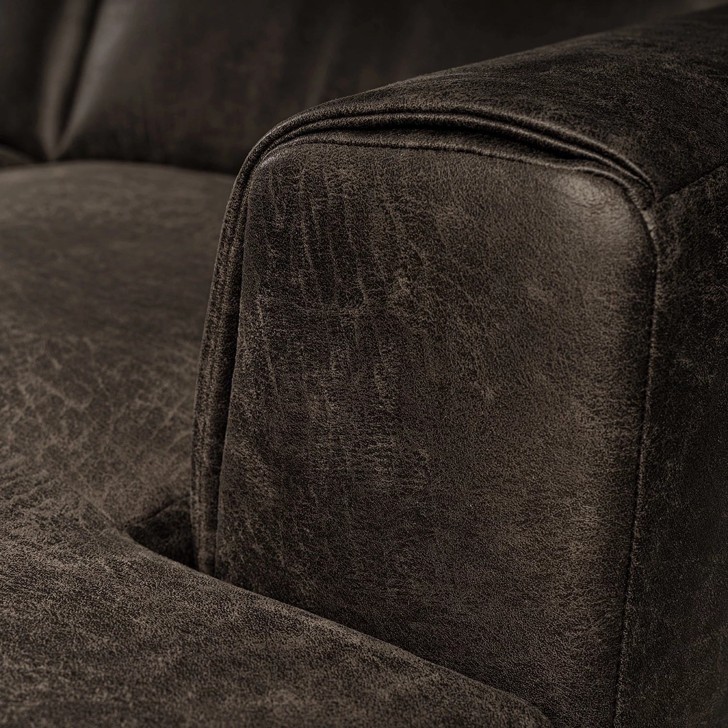 Fredriks Canapé d‘angle Basin II - Imitation cuir - Marron foncé - Méridienne courte à droite (vue de face) 5 Fredriks Canapé d‘angle Basin II - Imitation cuir - Marron foncé - Méridienne courte à droite (vue de face) – Image 5