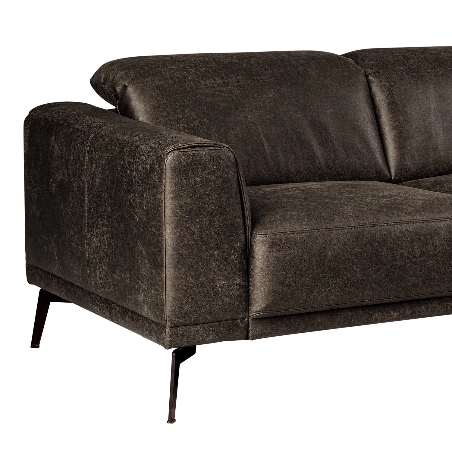 Fredriks Canapé d‘angle Basin II - Imitation cuir - Marron foncé - Méridienne courte à droite (vue de face) 6 Fredriks Canapé d‘angle Basin II - Imitation cuir - Marron foncé - Méridienne courte à droite (vue de face) – Image 6