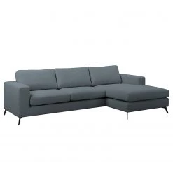 Fredriks Canapé d‘angle Denny II - Tissu - Bleu Gris - Méridienne courte à droite (vue de face)