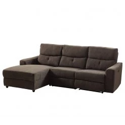 Modoform Canapé d’angle Bazaar - Tissage à plat - Brun-gris - Méridienne longue à gauche (vue de face)
