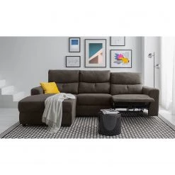 Modoform Canapé d’angle Bazaar - Tissage à plat - Brun-gris - Méridienne longue à gauche (vue de face) -Canapés Soldes Magasin 1000200109 210323 15305902897 MOOD DETAILS P000000001000200109 mood