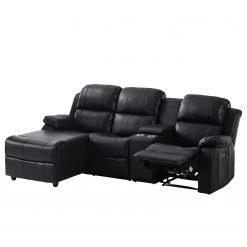 Modoform Canapé d’angle Mendis - Imitation cuir - Noir - Méridienne longue à gauche (vue de face) -Canapés Soldes Magasin 1000200120 200730 06133100039 DETAILS P000000001000200120