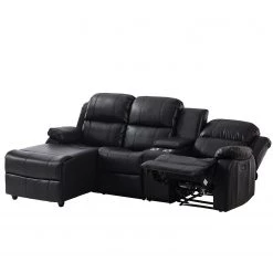 Modoform Canapé d’angle Mendis - Imitation cuir - Noir - Méridienne longue à gauche (vue de face) -Canapés Soldes Magasin 1000200120 200730 06133200040 DETAILS P000000001000200120