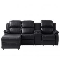 Modoform Canapé d’angle Mendis - Imitation cuir - Noir - Méridienne longue à gauche (vue de face) -Canapés Soldes Magasin 1000200120 200730 06133400041 DETAILS P000000001000200120