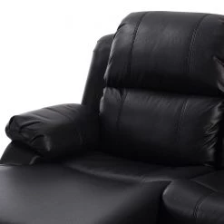 Modoform Canapé d’angle Mendis - Imitation cuir - Noir - Méridienne longue à gauche (vue de face) -Canapés Soldes Magasin 1000200120 200730 06133600045 DETAILS P000000001000200120