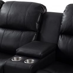 Modoform Canapé d’angle Mendis - Imitation cuir - Noir - Méridienne longue à gauche (vue de face) -Canapés Soldes Magasin 1000200120 200730 06134000048 DETAILS P000000001000200120