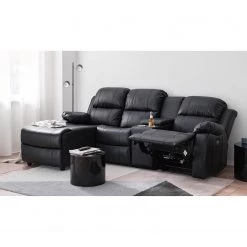 Modoform Canapé d’angle Mendis - Imitation cuir - Noir - Méridienne longue à gauche (vue de face) -Canapés Soldes Magasin 1000200120 200818 09330500002 MOOD DETAILS P000000001000200120 mood