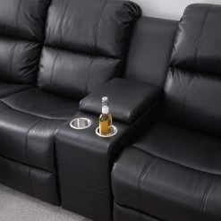 Modoform Canapé d’angle Mendis - Imitation cuir - Noir - Méridienne longue à gauche (vue de face) -Canapés Soldes Magasin 1000200120 200818 09330900007 DETAILS P000000001000200120